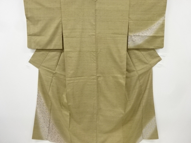 紅花染 牛首紬ちりめん証紙 逸品 丈160.5 裄68